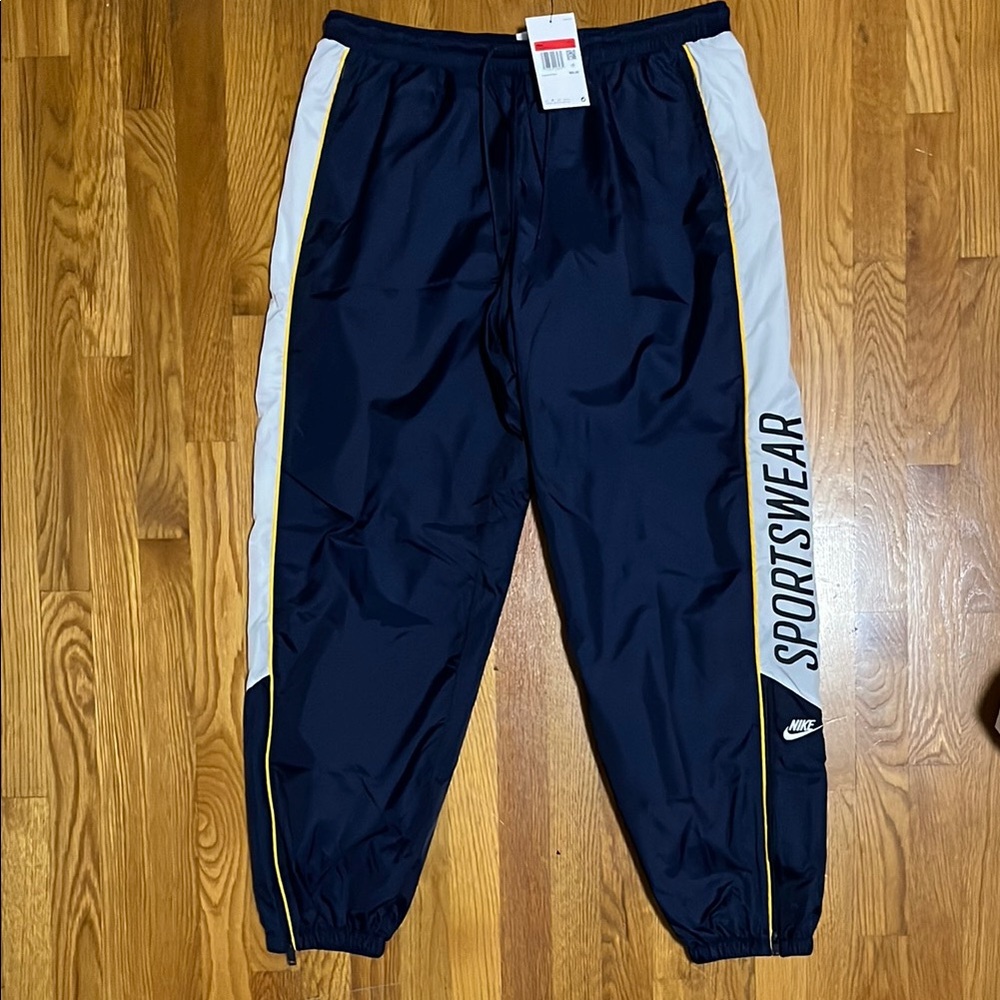 Nike Blue and White Joggers with Elastic Cuffs